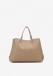 Beżowa Dwukomorowa Torebka Typu Shopper Ozdobiona Metalicznymi Aplikacjami Adorrive. Brązowe shopper bag damskie Born2be, z aplikacjami, z jeansu, bez dodatków. Za 169.99 zł.