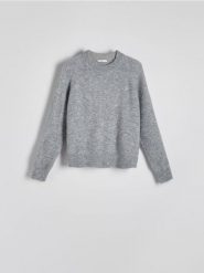 Sweter z domieszką alpaki - szary. Szare swetry klasyczne damskie Reserved, l, z dzianiny, bez kołnierzyka. W wyprzedaży za 109.99 zł.