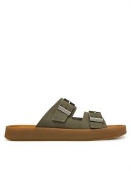 Calvin Klein Klapki Ergon Double Bar Sandal Su HM0HM02094 Zielony. Zielone klapki i japonki męskie CALVIN KLEIN, ze skóry. Za 529.99 zł.