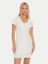 Guess Sukienka dzianinowa Paige W4YK28 Z3FN0 Écru Slim Fit. Sukienki damskie Guess, m, z aplikacjami, z dzianiny, bez kołnierzyka, bez ramiączek. Za 329.99 zł.
