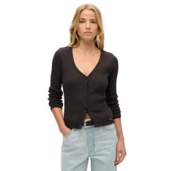 Damska koszulka z długim rękawem Superdry Essential. Czarne bluzki damskie Superdry., bez wzorów, bez kołnierzyka. Za 152.45 zł.