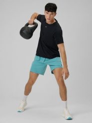 4F Spodenki treningowe szybkoschnące męskie - niebieskie 3XL. Niebieskie szorty sportowe męskie 4f, l, ze skóry. Za 99.99 zł.