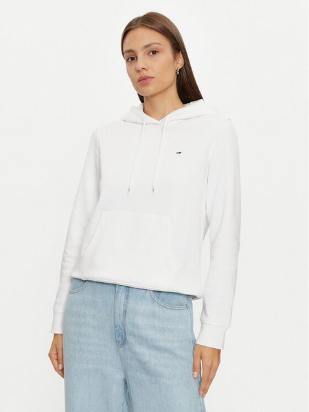 Tommy Jeans Bluza DW0DW19958 Biały Regular Fit. Białe bluzy bez kaptura damskie Tommy Jeans, xxs, z bawełny. Za 259.99 zł.