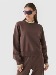4F Bluza dresowa oversize nierozpinana bez kaptura damska - brązowa L. Brązowe bluzy bez kaptura damskie 4f, l, z bawełny. W wyprzedaży za 69.99 zł.