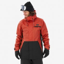 Kurtka snowboardowa męska Dreamscape SNB 100. Czerwone kurtki męskie DREAMSCAPE, m, bez wzorów, z materiału, bez kaptura, narciarskie. W wyprzedaży za 199.99 zł.