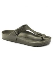 Japonki damskie Birkenstock Gizeh Eva. Brązowe klapki damskie Birkenstock, bez wzorów, z materiału, bez obcasa. Za 299.00 zł.