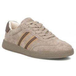 Skórzane półbuty damskie sneakersy beżowe Filippo DP7984. Brązowe półbuty damskie Filippo, bez wzorów, ze skóry, sportowe, bez obcasa. Za 209.99 zł.