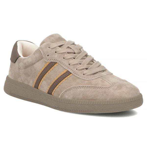 Skórzane półbuty damskie sneakersy beżowe Filippo DP7984. Brązowe półbuty damskie Filippo, bez wzorów, ze skóry, sportowe, bez obcasa. Za 209.99 zł.