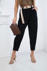 Spodnie Summer Punto z zapięciem na nogawkach czarne. Czarne spodnie materiałowe damskie KESI, bez wzorów, z bawełny, eleganckie, plus size. Za 204.91 zł.