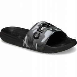 Klapki Dla Dorosłych Crocs All Day Camouflage Slide. Czarne klapki damskie Crocs, bez wzorów, z materiału, bez obcasa. Za 129.99 zł.