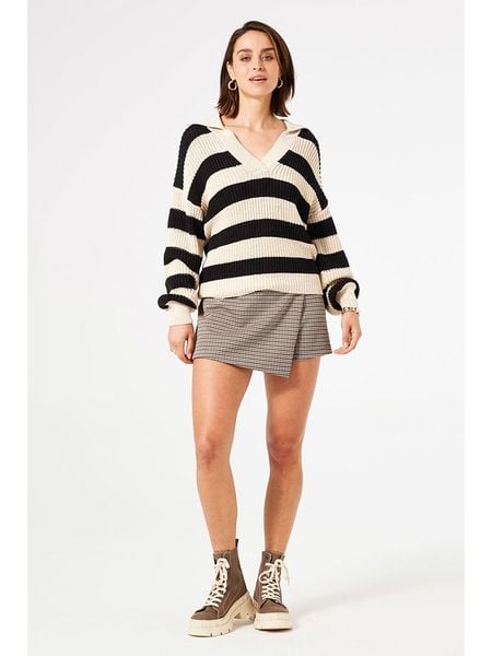 Garcia Sweter w kolorze czarno-beżowym rozmiar: XL. Brązowe swetry klasyczne damskie Garcia, xl, z bawełny, bez kołnierzyka. Za 122.38 zł.