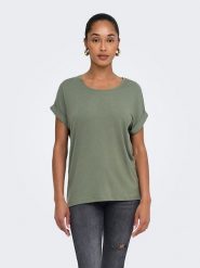 ONLY Koszulka w kolorze khaki rozmiar: XS. Brązowe bluzki damskie Only, xs, bez wzorów, bez kołnierzyka. Za 59.95 zł.
