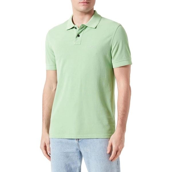 Koszulka Polo męska BOSS Prime Open Green regular fit zielona (50507813-372). Zielone koszulki polo męskie Boss, m, bez wzorów, bez ramiączek. Za 219.00 zł.