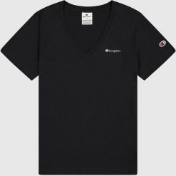 Koszulka damska Champion 117536. Czarne t-shirty damskie CHAMPION, m, bez wzorów, prążkowane, bez kołnierzyka. Za 96.00 zł.