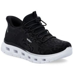 Buty damskie sportowe Rieker M6066-01 czarne. Czarne buty sportowe na co dzień damskie bez wzorów, z materiału. W wyprzedaży za 467.80 zł.