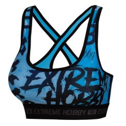 Stanik sportowy fitness siłownia MMA EXTREME HOBBY LETTERS. Niebieskie biustonosze sportowe damskie EXTREME HOBBY, bez wzorów, z dzianiny. Za 129.00 zł.