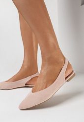 Różowe Pudrowe Sandały Slingback z Noskiem w Szpic Arrilla. Czerwone sandały damskie Born2be, bez wzorów, bez obcasa, na płaskiej podeszwie. Za 54.99 zł.