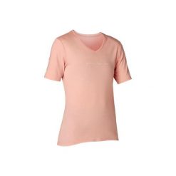 Koszulka krótki rękaw regular Gym & Pilates 510 damska. Czerwone bluzki sportowe damskie DOMYOS, xs, bez wzorów, z bawełny, bez ramiączek. Za 39.99 zł.
