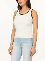 Scotch & Soda Top w kolorze biało-czarnym rozmiar: M. Białe topy damskie Scotch & Soda, m, bez wzorów, prążkowane, bez kołnierzyka. Za 136.45 zł.
