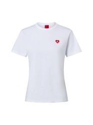 HUGO Koszulka - Damacia Kobiety Bawełna biały, M. Białe t-shirty damskie Hugo, m, z aplikacjami, z bawełny, bez kołnierzyka. Za 229.95 zł.