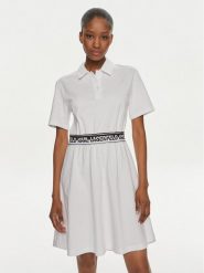 KARL LAGERFELD Sukienka codzienna 241W1350 Biały Regular Fit. Białe sukienki damskie Karl Lagerfeld, na co dzień, xs, bez wzorów, z bawełny, bez kołnierzyka, bez ramiączek, proste. Za 469.99 zł.