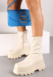 Beżowe Botki Workery na Platformie na Suwak z Dopasowaną Cholewką Driefra. Brązowe botki damskie Renee, na zimę, z jeansu, eleganckie, bez obcasa, na obcasie, bez zapięcia. Za 159.99 zł.