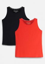 Top sportowy slim fit (zestaw 2 szt.), szybkoschnący. Czarne topy damskie bonprix, bez wzorów, bez kołnierzyka. Za 75.98 zł.