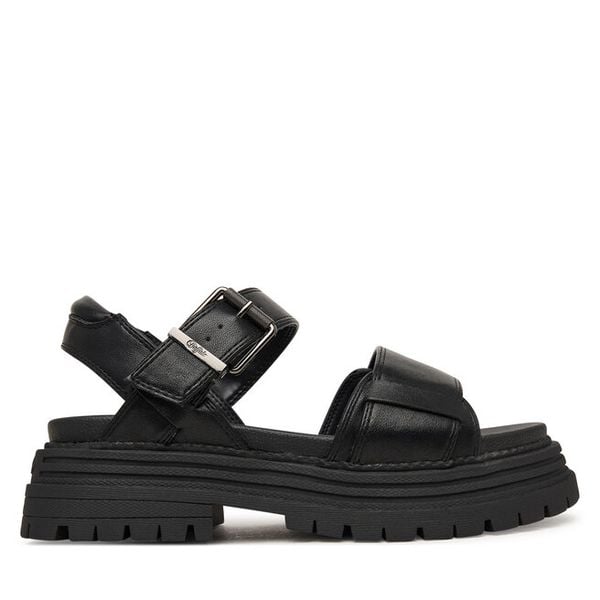 Sandały Buffalo. Czarne sandały damskie Buffalo, bez wzorów, bez obcasa, na płaskiej podeszwie. Za 349.99 zł.