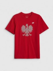 4F Koszulka kibica męska - czerwona XXL. Czerwone t-shirty sportowe męskie 4f, m, z dzianiny, bez ramiączek. Za 79.99 zł.
