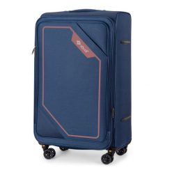 Duża walizka miękka L 26'' SOLIER SOFTFLEX 2240 granatowo-brązowa. Brązowe walizki bez wzorów, duże. Za 199.00 zł.