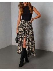 Milan Kiss Spódnica w kolorze czarnym rozmiar: XL. Czarne spódniczki damskie Milan Kiss, xl, bez wzorów, z wiskozy, midi. Za 165.99 zł.