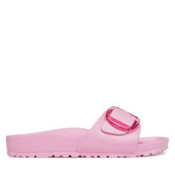Klapki Birkenstock. Czerwone klapki damskie Birkenstock, bez wzorów, bez obcasa. Za 249.99 zł.