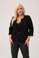 Czarny żakiet Grace - klasyka z nutą nowoczesności PLUS SIZE XXL. Czarne marynarki i żakiety damskie Moda Size Plus Iwanek, plus size, bez wzorów, z nylonu, biznesowe. W wyprzedaży za 129.90 zł.