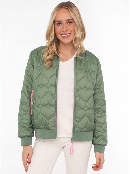 Zwillingsherz Kurtka pikowana "Be Happy" w kolorze zielonym rozmiar: S. Zielone kurtki damskie Zwillingsherz, s, bez wzorów, bez kaptura. Za 300.92 zł.