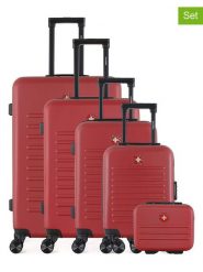 SWISS KOPPER 5-częściowy zestaw "Wil" w kolorze czerwonym rozmiar: onesize. Czerwone walizki SWISS KOPPER, bez wzorów, z materiału. Za 680.85 zł.