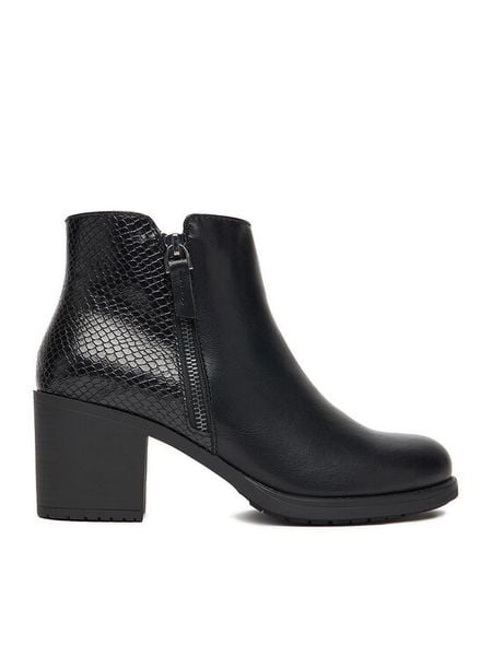 Clara Barson Botki CEO-WS6317-02 Czarny. Czarne botki damskie Clara Barson, z materiału, bez obcasa, na słupku, bez zapięcia. Za 99.99 zł.