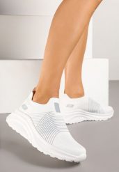 Biało-Szare Buty Sportowe Sneakersy na Tłoczonej Platformie z Elastyczną Cholewką Velmio. Białe buty sportowe na co dzień damskie Renee, bez wzorów, z jeansu. Za 74.99 zł.
