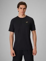4F Koszulka treningowa szybkoschnąca męska 4F x Robert Lewandowski - czarna XL. Czarne t-shirty sportowe męskie 4f, l, z materiału, bez ramiączek, na fitness i siłownię. Za 129.99 zł.
