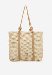 Beżowa Torebka Typu Shopper z Plecionki Reviane. Brązowe shopper bag damskie Renee, bez wzorów, bez dodatków. Za 74.99 zł.