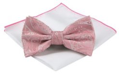 Mucha Męska z Poszetką (Zestaw) - Chattier - Jasny Róż, Faktura Materiału. Czerwone krawaty i muchy męskie Chattier, bez wzorów, eleganckie. Za 59.00 zł.