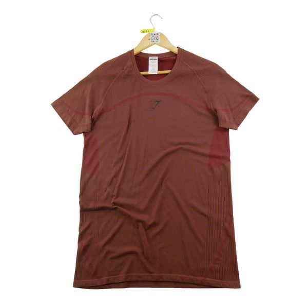 Second life - T-shirt męski Gymshark bezszwowy do fitnessu - Stan dobry. Czerwone t-shirty męskie Gymshark, l, bez wzorów, z materiału, bez kołnierzyka. Za 63.86 zł.
