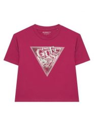 Guess T-Shirt J6GI24 K6YW4 Różowy ciemny Relaxed Fit. Czerwone koszulki dziewczęce Guess, z aplikacjami, z bawełny, bez ramiączek. Za 114.99 zł.