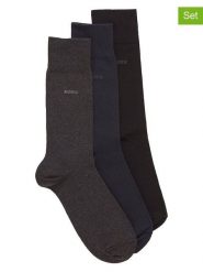 Hugo Boss Underwear Skarpety (3 pary) w kolorze czarnym, granatowym i antracytowym rozmiar: 40-46. Czarne skarpetki męskie Hugo Boss Underwear, bez wzorów, prążkowane. Za 57.45 zł.