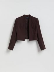 Krótka marynarka - brązowy. Brązowe marynarki i żakiety damskie Reserved, l, bez wzorów, z tkaniny. Za 169.99 zł.