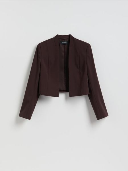 Krótka marynarka - brązowy. Brązowe marynarki i żakiety damskie Reserved, l, bez wzorów, z tkaniny. Za 169.99 zł.