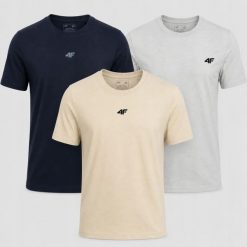 KOMPLET KOSZULEK ZESTAW MĘSKI 4F T-SHIRT 3PAK. T-shirty męskie 4f, l, bez wzorów, z bawełny, bez kołnierzyka. Za 181.98 zł.