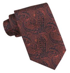 Klasyczny, Męski Krawat - Szeroki - Chattier - Wzór Orientalny, Kolor Ciemnopomarańczowy. Krawaty i muchy męskie Chattier, bez wzorów, z tkaniny, eleganckie. Za 49.00 zł.