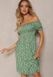 Zielona Sukienka Typu Hiszpanka z Wiskozy z Gumkami w Talii Wiariana. Zielone sukienki damskie Renee, na spacer, na lato, m, bez wzorów, z wiskozy, eleganckie, bez kołnierzyka, bez ramiączek, mini, kopertowe. W wyprzedaży za 39.99 zł.