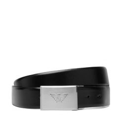 Pasek Emporio Armani. Czarne paski męskie Emporio Armani, bez wzorów. Za 629.99 zł.