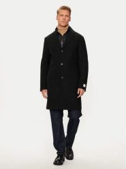 Calvin Klein Płaszcz wełniany K10K113270 Czarny Regular Fit. Czarne płaszcze męskie CALVIN KLEIN, na zimę, m, bez wzorów, z syntetyku. Za 1,899.00 zł.